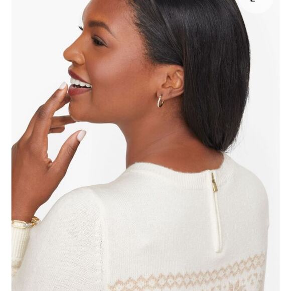 Talbots Women’s SHIMMER FAIR ISLE CREWNECK SWEATER  Petit Large NWT - Picture 2 of 11